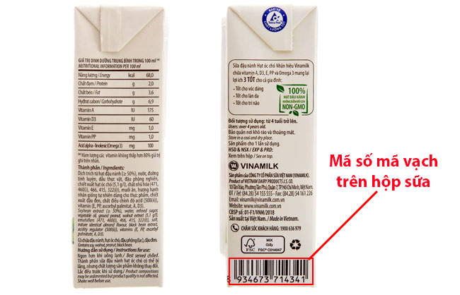 ví dụ về mã số mã vạch gắn trên hộp sữa